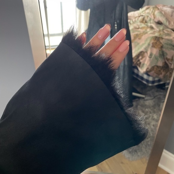 Post Card womens black long shearling lamb‎ coat Size 10 - Picture 11 of 12